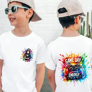 100% Cotton Video Game Tee for Boys, Roblox Shirt Double-Sided Print T-Shirt, Boys' Games Day Energy Shirt, Machine Washable Casual Top, Suitable For All-seasons