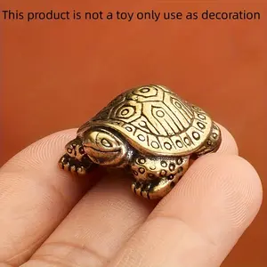 [1pc Solid Brass Turtle Sculpture] 1pc Timeless Solid Brass Turtle Sculpture - Handcrafted Longevity Symbol for Home Decor - Unique Ornate Detailing, Cultural Charm and Durable Indoor Accent