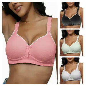 6-Piece Set Women's Wireless Push-Up Bra Adjustable Hook & Eye Soft Breathable Daily Versatile Lingerie Medium Support Summer