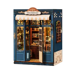 DIY Wooden House Model Kit, Miniature Building Set, Miniature Furniture, 3D Bookshelf Decoration, Holiday Gift, Desktop Ornament, Medium-Density Fiberboard