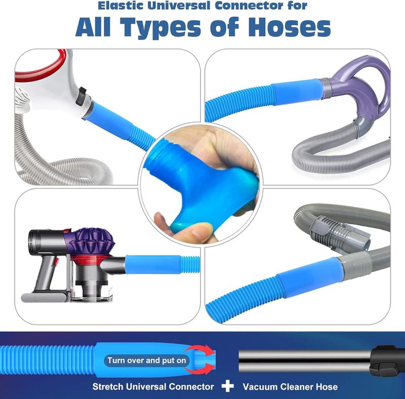 2 Pieces Dryer Vent Cleaner Kit Compatible with All Vacuum Cleaner, Dryer Lint Brush and Vacuum Hose Attachment with Stretch Universal Connector, Quickly Lint Remover