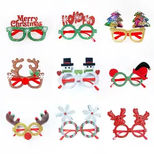 Christmas Themed Glasses Frame, 16 Pairs/set Cute Creative Random Style Party Accessories, Holiday Decoration Supplies for Adults & Teens