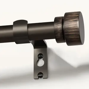 Modern Antique Brown Curtain Rods for Windows 48 to 84 Inches Adjustable Length Heavy Duty 1" Diameter Window Rod with Decorative Finials for Outdoor Farmhouse Bedroom Kitchen Living Room