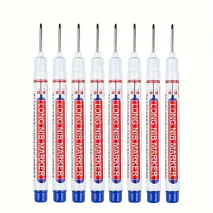 8Pcs/Set 20Mm Deep Hole Long Nib Head Permanent Markers for Metal Perforating Pen Waterproof Bathroom Woodworking Decoration