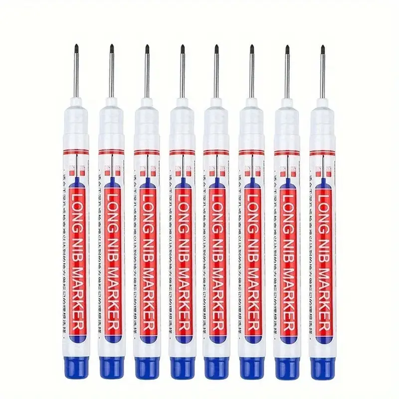 8Pcs/Set 20Mm Deep Hole Long Nib Head Permanent Markers for Metal Perforating Pen Waterproof Bathroom Woodworking Decoration