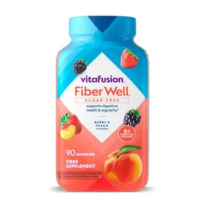 Vitafusion Fiber Well Sugar Free Gummies 90 Count Berry & Peach Fiber Supplement
