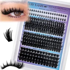4-In-1 Dense Eyelash Clusters, 60D/100D/160D/200D/300D Volume Lashes, DIY Russian 3D Curl Extension Set, Reusable Daily Makeup