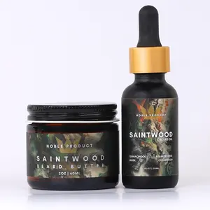 Saintwood Beard Care Set | Smoky Beard Oil 1oz & Beard Butter 2oz Duo with Guaiac Wood & Frankincense