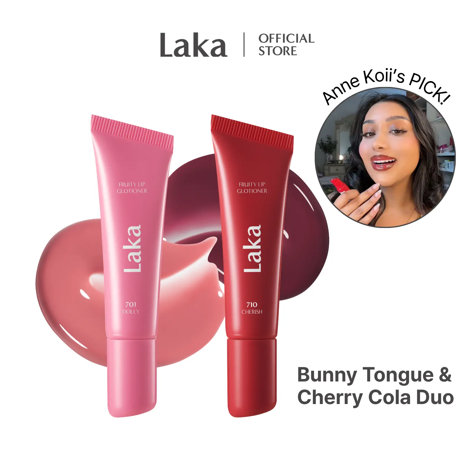 [Laka] Fruity Lip Glotioner —  Lip Gloss with Juicy Color, Conditioning Care & High Shine, Jelly Tip for Hygienic & Easy Application