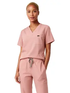 Women's Short Sleeve Scrub Set, Lightweight Stretch Uniform for Skin Management Nurses, Beauty Salon & Hospital Staff