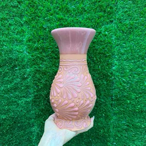 Vase Relieve color Rosa Sets 9.5In.