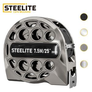 Steelite Metal Gauge Tape Measure - 25ft/7.5m Stainless Steel Retractable Ruler with Fraction Markings, Portable Work Tool for Household Woodworking, Tools and Gadgets, Father Gifts
