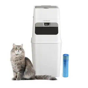 Neakasa PooGuard Waste Disposal Receptacles, 9.2L Trash Can for Cat Litter, Dog Waste & Diapers, with Viewing Window, Wider Opening, and 4-Month Refill (Gray)