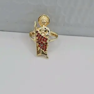 Gold Plated Saint Jude Beautiful Rings with Rhinestone Embellishments - Available in Sizes 7-10