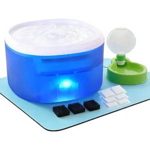 2.2L Ultra Quiet Upgraded Automatic Cat Water Fountain (Blue) with 3 Replaceable Filters, 12oz Outdoor Pet Water Bottle for Cats and Small Dogs