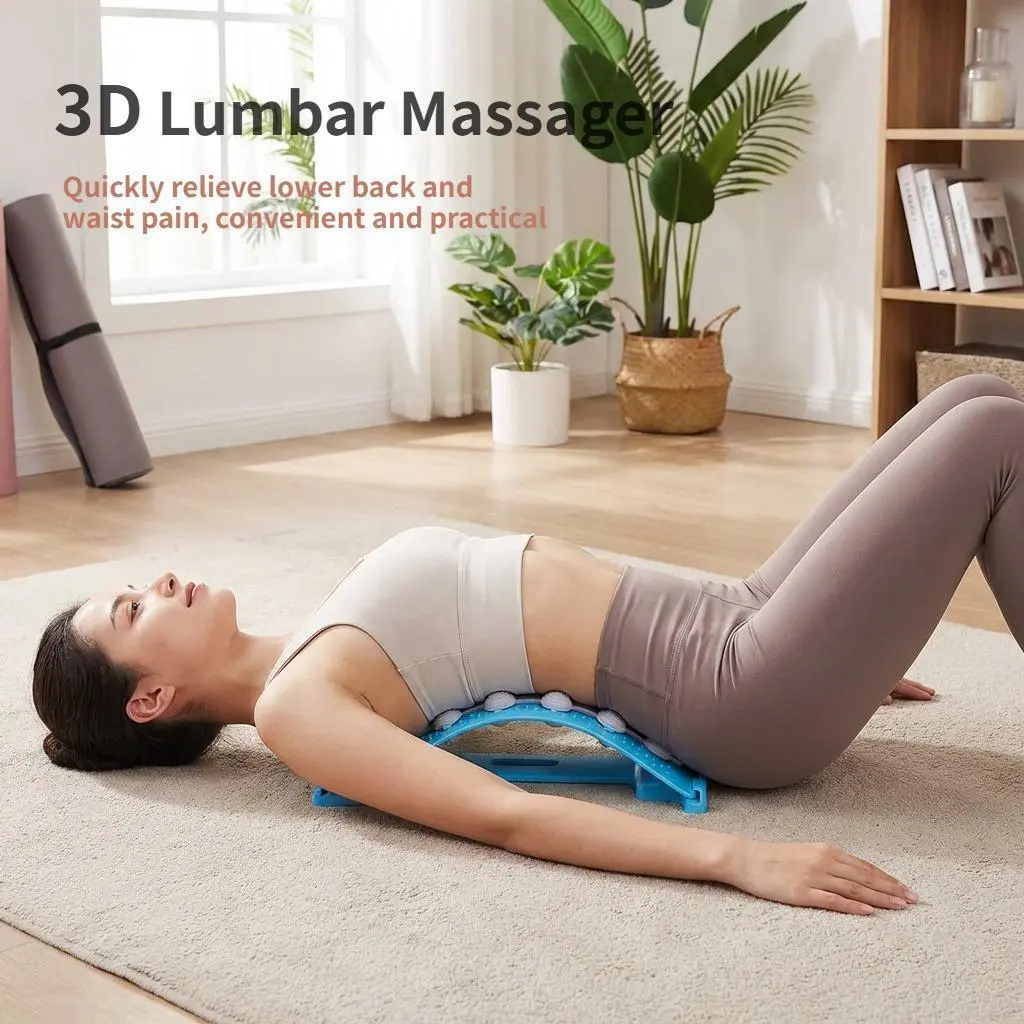 Ergonomic Back Stretcher with Acupressure Points - Lumbar Support Device for Body Care, Posture Correction, Hunchback Relief