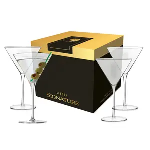 Libbey Signature Kentfield Martini Glasses, 10-Ounce, Set of 4, Made in USA, Dishwasher Safe, Elegant Cocktail Glassware, Gift Box