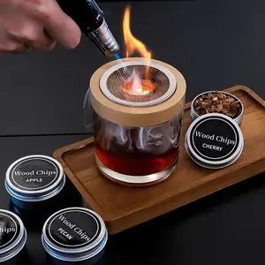 Creative Cocktail Smoking Wood Lid Set, Unique Bar Accessories, Perfect for Mixologists, High-Quality Wooden Material, Ideal Gift Idea, Chips, Kitchenware