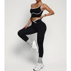 Women's Yoga Tank Top and High-Waisted Leggings Set - Tummy-Control, Slimming, and Butt-Lifting Effects; Athletic Wear Suitable for Outdoor Activities and Casual Daily Wear.