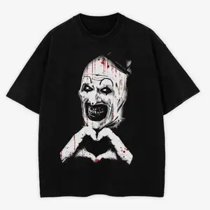 2026 New Boxy Fit Tee 100% Premium CottonArt The Clown Terrifier Shirt, Scary Horror Clown T-Shirt, Creepy Heart Hands Tee, Spooky Slasher Fan Gift Unisex, Love Art Tee,Unisex Crewneck T-shirt for Men And WomenHeavyweight Cotton Pre-shrunk