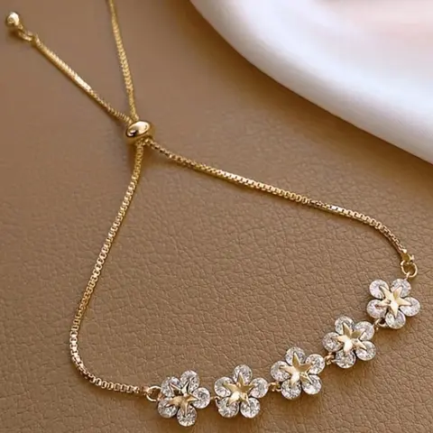 Flower Design Link Bracelet Inlaid Rhinestone, Elegant Minimalist Bangle, Elegant Bracelet Jewelry for Women, Fashion Jewelry for Party, Daily Decor, Exquisite Jewelry for Gift, Trendy Fashionable Accessories, Fashion Bracelets, Pretty Bracelet