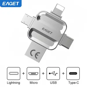 EAGET 4-in-1 Flash Drive Memory Stick Storage USB Drive, Multi-Interface Photo Video External Storage Flash Drive,Type-c Interface For Data Storage ,Plug And Play USB Storage, PictureVideo Backup,File Storage