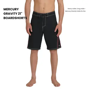 Quiksilver | Mercury Gravity 21" Boardshorts - Black | SURFSILK Stretch | Fixed Waist & Contrast Side Panels | Embroidered Logo