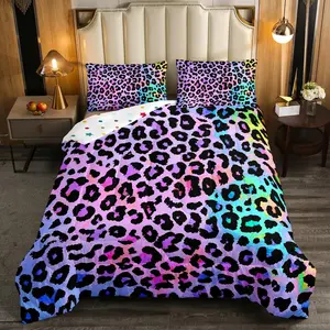 Women Cheetah Printed Bedding Comforter, Colorful Leopard Printed Comforter Set,Africa Leopard Pattern Decorative for Girls Woman,Down Comforter