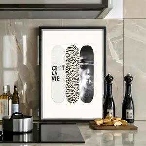 C'est La Vie Zebra Skateboard POSTER UNFRAMED  Saint Laurent Wall Art Vouge POSTER UNFRAMED  Woman Smoking POSTER UNFRAMED  Black and White Feminist. Animal.