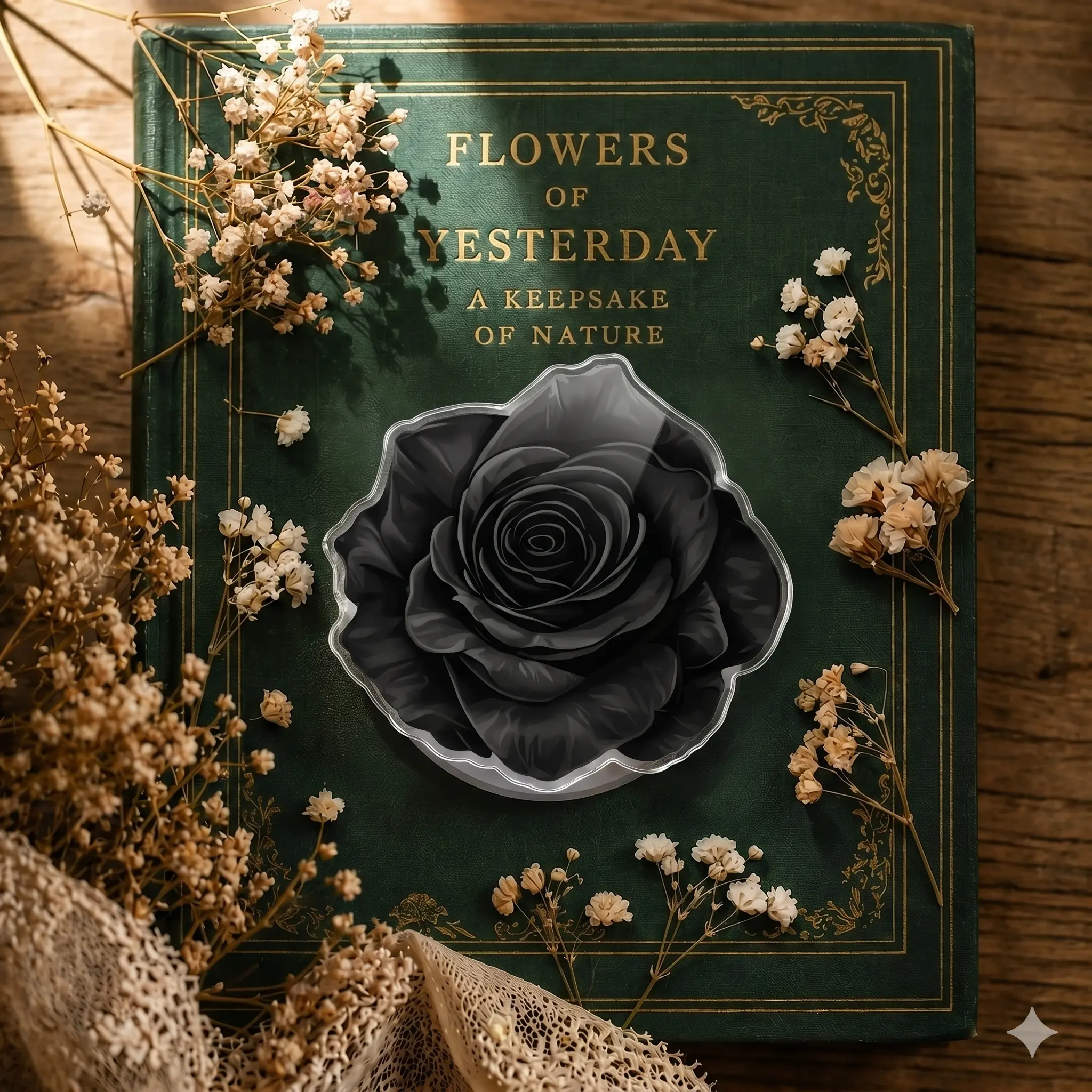 Magnetic Black Rose Phone Grip Tok for MagSafe • Goth Dark Academia Rose Phone Holder Stand • Aesthetic Acrylic Detachable Griptok Gift for Women