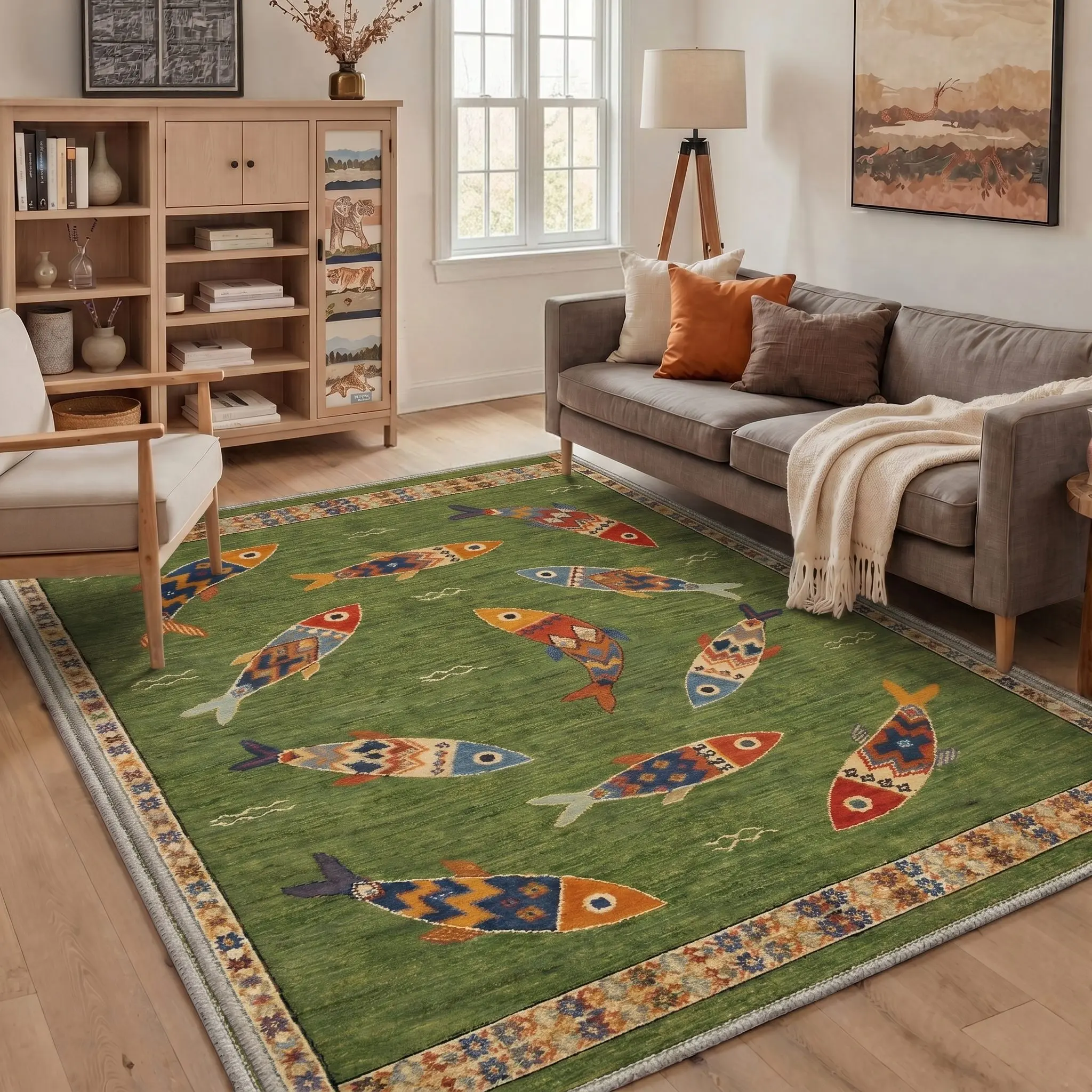 【Deals For You Days】BEIMO Home Carpet – Soft, Non-Slip, Pet Friendly, Machine Washable Rug, Area Rug Ideal for Living Room, Bedroom, Kitchen, Hallway ,ARN3255-JADE ORBIT