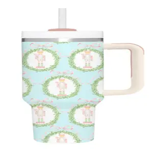 Ordinary Glimmers Stainless Steel Double Wall 40oz Tumbler with Lid, Straw, and Handle - Premium Water Bottle; Nutcrackers and Bows Print; Gifts for Women, Ideal for Teachers, Moms, Nurses