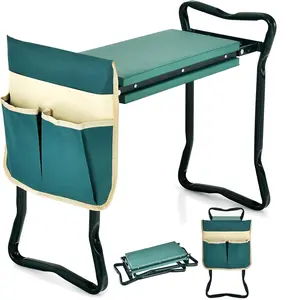 Garden Kneeler and Seat, Foldable Garden Bench for Kneeling & Sitting, Widened EVA Soft Foam Pad, Heavy-Duty Garden Stool w/  Large Tool Pouches, Gardening Gift for Women Men Seniors