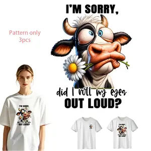 Creative Cow Pattern DIY Heat Transfer Vinyl, Durable PVC Material, Washable Iron-On Sticker for T-Shirts, Jeans, Hoodies, Backpacks, etc.