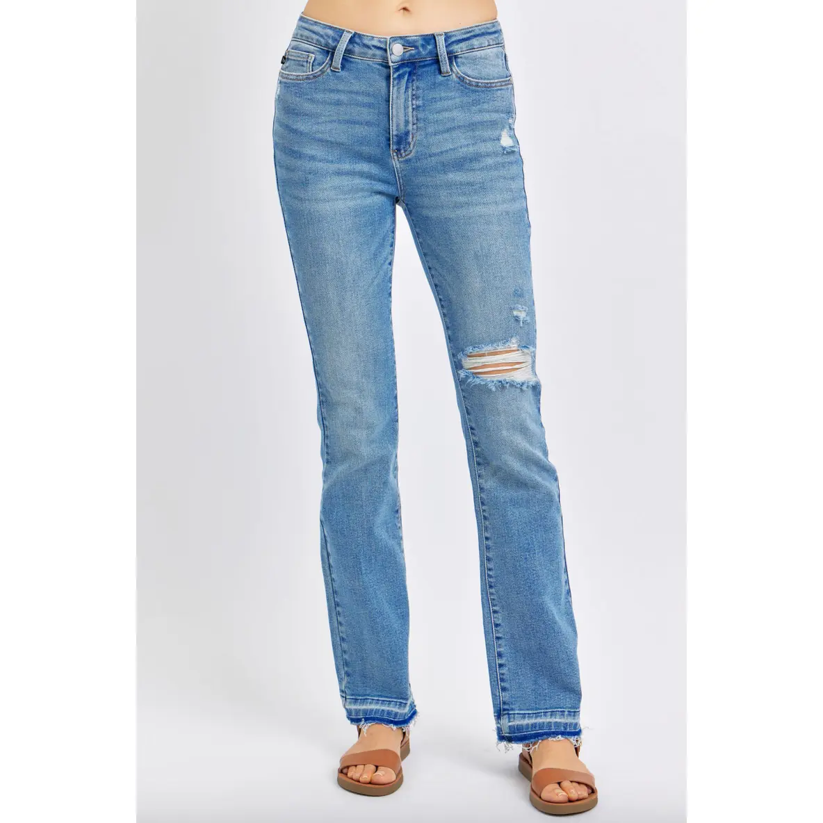 Judy Blue Release Hem Destroyed Bootcut Jeans