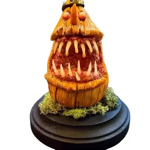 Abominable pumpkin king jack-o-lantern polymer clay sculpture
