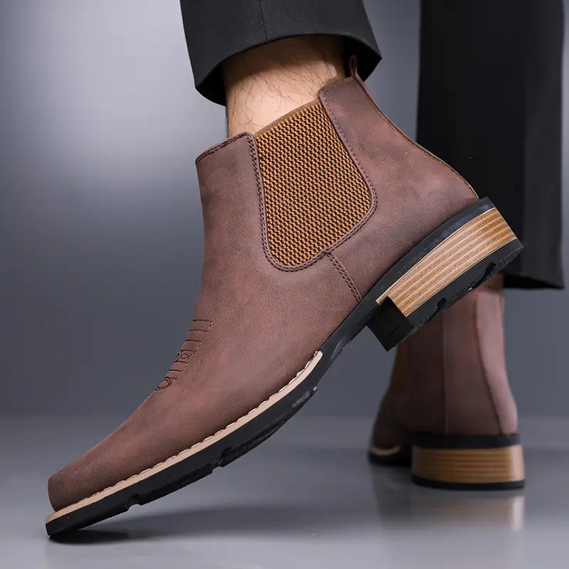 Luxury Embroidered Cowboy Boots, Slip-On Design, Matte Leather Non-Slip ...