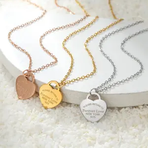 Women's Please Return To Forever Love Heart Pendant Necklace Chain Necklaces for Women Design Necklaces Couple Jewelry