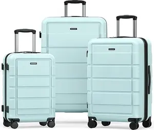 SHOWKOO Expandable Luggage Set 3-Piece Full PC Durable Hardshell Suitcase with Smooth Wheels TSA Lock (20/24/28in) Carry On Luggage Travel Essentials Premium Gift for Back to School