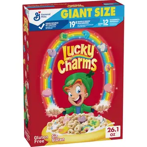 Lucky Charms Gluten Free Cereal with Marshmallows, Limited Edition Jumbo Rainbows, Kids Breakfast Cereal, Made Whole Grain, Giant Size, 26.1 oz