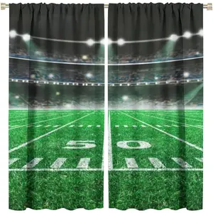 themed bedroom curtains, circular football field art style bedroom curtains under the spotlight, suitable for bedrooms, living rooms, private offices and corporate offices 42xL45 Inch Decor