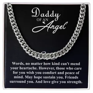 Baby Loss Gift Curb Chain Necklace, Gift for Dad From Angle Baby, Fathers Day Gift from Miscarriage Baby Angel, Chain with Message Card Fathersdaygift