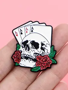 Skull Enamel Brooch Zinc Alloy Badge Backpack Hat Clothing Accessory Halloween Perfect Gift, Cartoon Pattern All Seasons