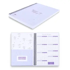 Monthly Budget Planner Book with 12 Pockets for Income, Debt, Saving, Expense & Bill Tracker Organizer - Undated, Purple, Spiral Design