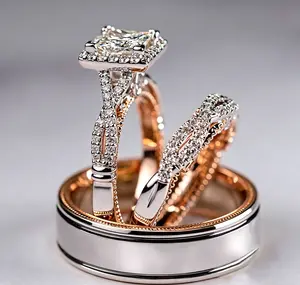 Women's 3-Piece CZ Ring Set, Luxury Simulated Diamond Stackable Engagement Rings, Fashion Costume Jewelry Accessories for Women, Rings For Women