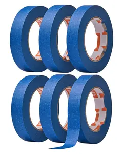 Painters Tape 1 Inch Wide (0.94 In x 60 Yds) 6 Rolls Blue Masking Tape For Painting Walls Trim Woodwork Crafts And Automotive Detailing, Easy Tear, Gentle Adhesive, High Quality Blue Painter Tape