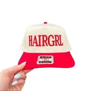 HAIRGRL Trucker Hat – Red & Cream Embroidered Hat for Hairstylists, Hairdressers, Salon Owners, Cosmetology Gifts for Women