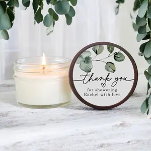 Personalized Eucalyptus Wedding and Bridal Shower Candle Favors