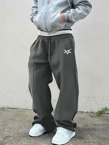 Men's Streetwear Jogger Pants, Loose Fit Casual Sportswear, Drawstring High Waist Design, Star Print Versatile Multi-Color, Comfortable Warm Daily Wear