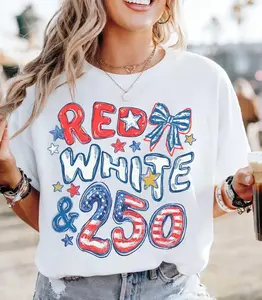 Comfort Colors 250th Anniversary Shirt, Red _White and 250 Tee, 4th of July Shirt, Preppy Patriotic Tee, USA America Shirt, Flag Tshirt - SoftHype Apparel
